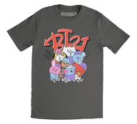 BT21 BTS Kpop Unisex Baumwolle Rundhals Kurzarm Tee Shirt, Street Mood Anthrazit, L