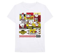 BT21 BTS Kpop Unisex Baumwolle Rundhals Kurzarm Tee Shirt, Bite Fast Food Weiß, L