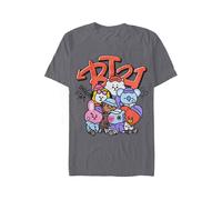 BT21 BTS Kpop Unisex Baumwolle Rundhals Kurzarm Tee Shirt, Street Mood Anthrazit, L