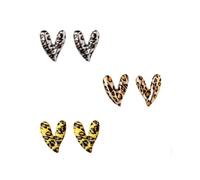 BTACGWP Leopardenmuster Ohrringe Damen 3 Paar Herzförmige Ohrstecker | Sichere Federhaken & Leichtbau aus Legierung, Stylisches Leo Print Set für Everyday Fashion & Geschenke
