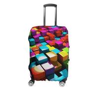 BTCOWZRV Gepäckabdeckung, 3D-bunte Würfel, waschbarer Kofferschutz, kratzfest, Gepäckabdeckung, Koffer, Anti-Schmutz-Abdeckungen für Reisen, passend für 45,7 - 81,3 cm Kofferraum, Stil:, S