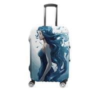 BTCOWZRV Gepäckabdeckung, blaue Meerjungfrauen-Kofferabdeckung, waschbarer Koffer-Schutz, kratzfest, Gepäckabdeckung, Koffer, Anti-Schmutz-Abdeckungen für Reisen, passend für 45,7 - 81,3 cm