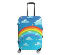 BTCOWZRV Gepäckabdeckung, Regenbogen, Wolken, Regentropfen, waschbar, Koffer-Schutz, kratzfest, Gepäckabdeckung, Koffer, Anti-Schmutz-Abdeckungen für Reisen, passend für 45,7 - 81,3 cm Kofferraum,
