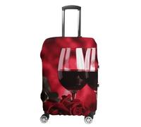 BTCOWZRV Gepäckabdeckung, Rosen und Gläser von Rotwein, waschbarer Koffer-Schutz, kratzfest, Gepäckabdeckung, Koffer, Anti-Schmutz-Abdeckungen für Reisen, passend für 45,7 - 81,3 cm Kofferraum, Stil:,