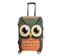 BTCOWZRV Kofferabdeckung, Cartoon-Eule auf orangefarbenem Hintergrund, waschbarer Koffer-Schutz, kratzfest, Gepäckabdeckung, Koffer, Anti-Schmutz-Abdeckungen für Reisen, passend für 45,7 - 81,3 cm