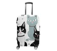 BTCOWZRV Kofferabdeckung, Schwarz und Weiß, Katzenkoffer, waschbar, kratzfest, Gepäckabdeckung, Koffer, Anti-Schmutz-Abdeckungen für Reisen, passend für 45,7 - 81,3 cm Kofferraum, Stil, S