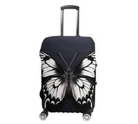 BTCOWZRV Kofferabdeckung, schwarz, weiß, Schmetterling-Kofferbezug, waschbar, kratzfest, Gepäckabdeckung, Koffer, Anti-Schmutz-Abdeckungen für Reisen, passend für 45,7 - 81,3 cm Kofferraum, Stil:, L