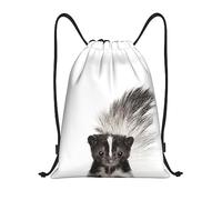 BTCOWZRV Kordelzug-Rucksack mit Stinktier-Druck, wasserdicht, verstellbarer Turnbeutel, Sportbeutel, Schwarz, Small