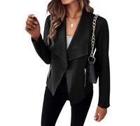 BTFONIA Damenmode, Kunstwildlederjacke, Herbst/Winter, lässig, langärmlig, vorne offen, Bomberjacke, kurzer Mantel, Oberbekleidung(Black,M)