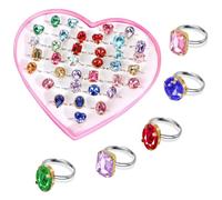 BTHRORO 36 Stück Kinderringe Mädchen Ringe für Kinder, Verstellbare Jewel Rings Prinzessin Verkleiden Ring für Mädchen Fingerringe Geburtstagsgeschenk Party Favors(Zufällige Stile)