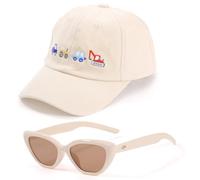 BTHRORO Baseballkappe für Jungen kindersonnenbrille, Traktor Verstellbar Sonnenschutz Sonnenhut UV Schutz Sonnenbrille Partybrillen Basecap für Kinder Sommer Sonnenschutz Zubehör