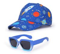 BTHRORO Basecap Kinder Jungen Sonnenbrille, Bagger & Dinosaurier Baseballkappe Verstellbar Baseball Cap Snapback Cap Sommer Schirmmütze UV Schutz Kappe für Kinder Junge 2-8 Jahre