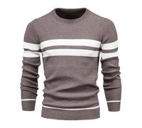 Btmpmcs Herren Pullover mit Rundhalsausschnitt Gestreifter Kontrast Strickpullover Feinstrick Winterpullover Männer Warm Basic Langarm Sweater Klassischer Langarmshirt Pulli Sweatershirt