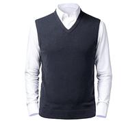 Btmpmcs Herren Pullunder Weste Ärmellose Strickweste V-Ausschnitt Wollweste Herbst Winter Gestrickt Pullover Lässige Feinstrick Pulloverwestee für Klassische Gentleman