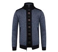Btmpmcs Herren Strickjacke Cardigan Pullover mit Stehkragen und Reißverschluss Winter Fleece-gefüttert Warm Dicker Strickpullover Übergangsjacke Winterjacke