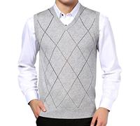 Btmpmcs Herren Strickpullover mit V-Ausschnitt, Wollmischung, Pullover für Herbst, Winter, warme Weste, gestrickt, Slipper, lässig, Business-Strickwaren, Weilen, Diamantmuster, Tank Top