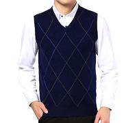 Btmpmcs Herren Strickpullover mit V-Ausschnitt, Wollmischung, Pullover für Herbst, Winter, warme Weste, gestrickt, Slipper, lässig, Business-Strickwaren, Weilen, Diamantmuster, Tank Top