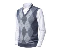 Btmpmcs Herren West Strickweste Pullunder Dick Ärmellose V-Ausschnitt Argyle Pullover Slim Fit Classic Business Gentleman Strickwaren Strick Weste Herbst Winter Wollweste für Männer