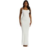 Btofellin Damen Sommer Maxikleider Damen Rückenfrei Sexy Spaghettiträger Gerippt Bodycon Langes Kleid Elegant Kurvig Ärmellos Clubbing Cocktail Party Kleid Y2k Ästhetische Kleidung