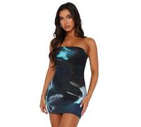 Btofellin Kleid Damen Sexy Mini Bodycon Rüschen Tank Kleid Trägerlos Plissee Strand v Hals Ärmellos Kurze Kleider für Party Nacht Out Clubwear Clubbing Ausgehen Festival