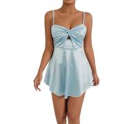 Btofellin Kurzes Kleid Damen Sommer Sexy Trägerloses Kleid Cocktail V-Ausschnitt Elegant Spaghetti Strap Adhärent Rücken Kurvig Strand Elastisch Bodycon Urlaub Disco