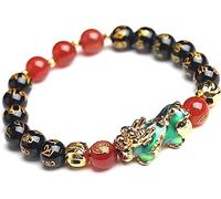 BTYQKZVPM Mala-Gebetsperlen-Armband, Pixiu Reichtum Armband Achat 8mm Perlen Farbwechsel Klar