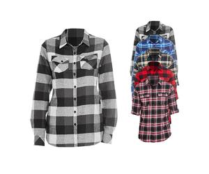 BU5210 Burnside gewebtes kariertes Flanellhemd für Damen Red Check M