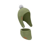 Bubalove Kinder Pilotenmütze mit Schal, Wintermütze und Schal-Schal-Set, Verschluss, warme Mütze mit Bommel für Jungen und Mädchen