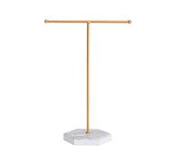 BUBEFSKD Marmoriertes T Förmiges Schmuckregal Aus Metall Halskettenhalter Baum Armband Ausstellungsständer Organizer Mit Sechskant Basis Organizer Ständer Langlebig Schwarz Weiß Desktop