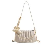 BUBEFSKD Süße Damen Kuriertasche Trendige Schultertasche Mit Perlenkette Lässige Umhängetasche Shopping Dating Damen Wolke Mit Perlenkette Pu Leder Schultertasche Süße Umhängetasche