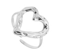 BUBEFSKD Trendige Herzförmige Ringe Schmuck Stilvolles Edelstahl Liebesband Verstellbare Offene Herzringe Für Frauen Und Männer Liebesring