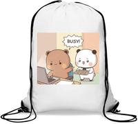 Bubu Dudu Busy Working Gym Sack Casual Drawstring Bag White