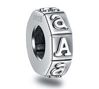 Buchstabe A Spacer Charms, Initial A Alphabet Gummi Stopper Beadas in Antik 925 Sterling Silber, passt Pandora DIY Armband Armreif, personalisiertes Geschenk für Tante/Jubiläum/Valentinstag