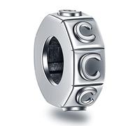 Buchstabe C Abstandshalter Charms, Initial C Alphabet Gummi Stopper Beadas im Vintage 925 Sterling Silber, passt Pandora Momente Armband, personalisiertes Geschenk für Paar/Kind/Weihnachten