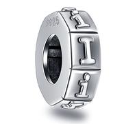 Buchstabe I Abstandshalter Charms, Initial I Alphabet Gummi Stopper Perlen im Retro 925 Sterling Silber, passt Pandora Open Armband, personalisiertes Geschenk für Indepedence Tag/zurück zur Schule
