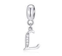 Buchstabe L Charms Initials L Alphabet Anhänger Perlen, 925 Sterling Silber Letra Charm Pendant mit klaren CZ, passen Pandora Leder Armband, Geschenke für Dame/Mutter in Gesetz/Liebhaber