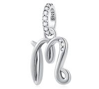 Buchstabe M Charms Alphabet Anhänger, 925 Sterling Silber Initial m Dangle CZ Perle passen Pandora Mein erster Muttertag Armband con Letra, Geschenke für Oma/Patin/Beste Mama/Mum