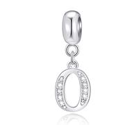 Buchstabe O Charms Initials O Alphabet Anhänger Perlen, 925 Sterling Silber Letra Charm Pendant mit klaren CZ, passen Pandora öffnen Armband, Geschenke für Mama zu sein/Bräutigam/Oktober Geburtstag