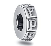 Buchstabe P Abstandshalter Charms, Initial P Alphabet Gummi Stopper Perlen in Vintage 925 Sterling Silber, passt Pandora DIY Momente Armband, personalisiertes Geschenk für Papa/Partner/Party