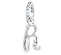 Buchstabe R Charms Alphabet Anhänger, 925 Sterling Silber Initial r Dangle CZ Perle passen Pandora Reflexions Halskette Armband con Letra, Geschenke für Großeltern/Ruhestand