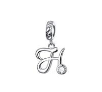 Buchstaben-Charm, 925er-Sterlingsilber, Alphabet-Initialen-Perlen, Muttergeschenk, Liebe, Herz, Damen, DIY-Wort-Anhänger für Pandora-Charm-Armband, Eine Größe, Sterling-Silber, Zirkon