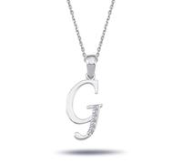Buchstaben Halskette mit Diamanten - G in 14 Karat Weißgold