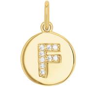 Amor Motivanhänger Damen, Gold, onesize, Buchstabe, 10 mm, Weiß, Silber 925, gelbvergoldet 2039134