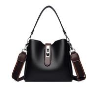 Bucket Bag For Women | Leder, 9.1in X 3.9in X 7.9in, 530g | 3-Way Shoulder, Handheld | Vintage Large Capacity Tote With Magnetic Buckle, blacks, verwijzen naar de beschrijving