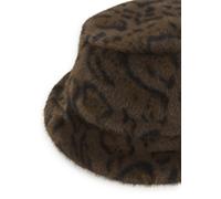 Bucket Hat aus Fake Fur mit Leo-Muster braun - Gr. - ONE SIZE
