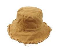 Bucket Hat Damen Herren Sommer Fischerhüte Mädchen Casual Fishermen Cap Washed Denim Quaste Krempe Kpop Hip Hop Bucket Hat Weiblich Verstellbare Eimer Sonnenhut(Yellow)