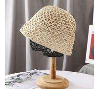 Bucket Hat Hut Damen Herren Hüte Frauen Sonne Strohhut Außerhalb Reise Strohkappe Freizeithut Strand Panama Stroh Kuppel Eimer Hut Schatten Hut-Beige_55-58Cm