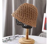 Bucket Hat Hut Damen Herren Hüte Frauen Sonne Strohhut Außerhalb Reise Strohkappe Freizeithut Strand Panama Stroh Kuppel Eimer Hut Schatten Hut-Braun_55-58Cm
