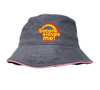 Bucket hat Satan Loves me 666 Heavy Metal lustige Sprüche Rainbow anglerhut