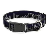 Buckle-Down 15,2-22,9 cm San Francisco Vivid Skyline Midnight Blau Kunststoff Clip Kragen, schmale klein